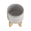 Sagebook Home 5" Ceramic Planter on Bamboo Wood Stand -