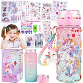 Decorate Your Own Water Bottle for Gifts for Girls - diy friendship bracelet,Christmas/Easter/Birthday Gift Ideas, Fun DIY Activity Crafts for Kids, Great Gift for Little Girl((Pink Unicorn)