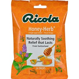 Ricola Honey Herb Cough Suppressant Throat Drops | Naturally Soothing Long-Lasting Relief - 24 Count (Pack of 12) Bags