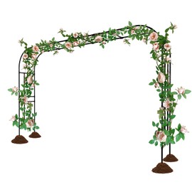 RUCOIN Garden Arch Trellis Ultrathick Wall Pipe (25MM) - 157(L) *105(H) inch, Thickened, Plastic Steel Pipe Anti-Rust Technology, Metal Arch, Suitable for Garden, Wedding, Party Decoration, Black