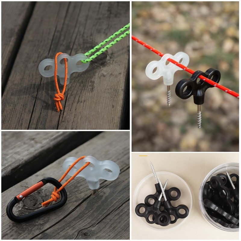 SquEqu 8 Pack Deck Pegs Tent Stakes Wood Screw Hooks