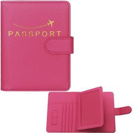 Passport Holder Pu Leather Travel Passport Wallet, RFID Waterproof Passport Cover Wallets Vacation Essentials, Passport Holder Family Travel Wallets For Men And Women (Rose)
