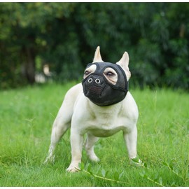 CILKUS Short Snout Dog Muzzles - Bulldog Muzzle Adjustable Breathable Mesh Can Stick Out Tongue and Drink Water Anti-Biting and Training Dog (M (16.5" -17.3"), Black)