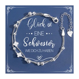 CheersLife Sister Gift, Gift Sister Birthday, Gifts for Sister, Star Heart Clover Butterfly Bracelet Women's Girlfriend - Christmas Valentine's Day