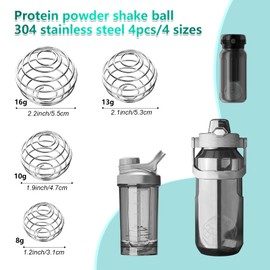 Shaker Balls, 4PCS 304 Stainless Steel Mixing Balls for Protein Shakes Formula, Blender Balls for Mixer Bottles 4 size