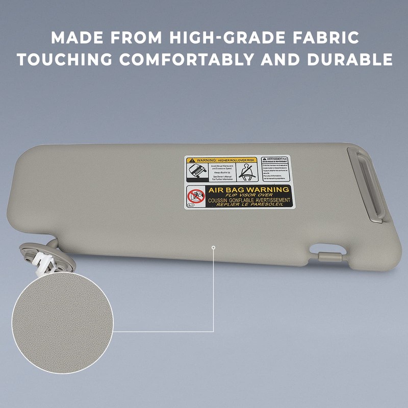 SCITOO Left Driver Side Gray Sun Visor Assembly fit for
