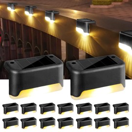 Solares Lámpara de Pie Paquete de 16, Luces Solares de Exterior para Valla, Exterior Al Aire Libre Paso Luces, P67 Impermeable Luces Solares de Escalera Luces Decro de Patio - Blanco Cálido