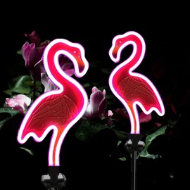 SunKite Flamingo Solar Stake Lights Outdoor,Waterproof Solar Neon Lights for Garden,Yard, Lawn,Pathway,Patio,Backyard (2 Pack)