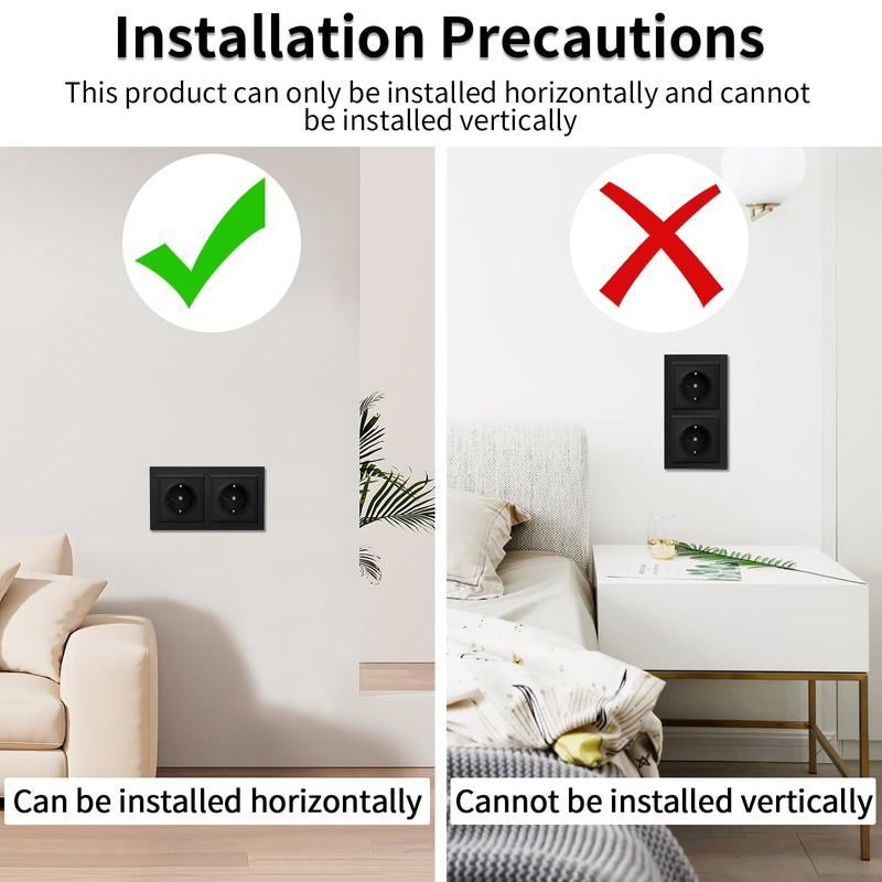 JIMEIDA Double Socket Black Smooth PC Surface with Hook, Not