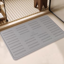 N NORTHSONG Large Diatomite Earth Bath Mat,Stone Bath Mat,Washable Rugs,Bathtub Mat -Rapid Water Absorption,Quick-Drying,Non-Slip for Bathroom and Kitchen-Light Grey