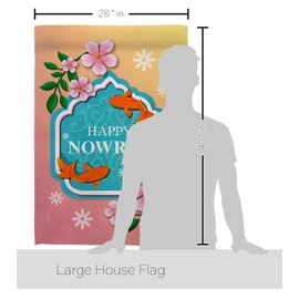 Ornament Collection International Nowruz Day House Flag Dowel Set Religious Persian New Year Christian Religion Decoration Banner Small Garden Yard Gift Double-Sided, Made in USA