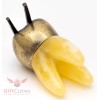 Brass Amber Tooth Shaped Figurine with pliers dentist's present IronWork