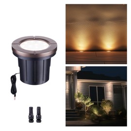 Varmtalys Landscape Well Lights, LED Low Voltage Ground Lights Outdoor, 12V IP67 Waterproof, Bright Wired Aluminum ORB for Driveway Walkway Path Tree 6W 580LM