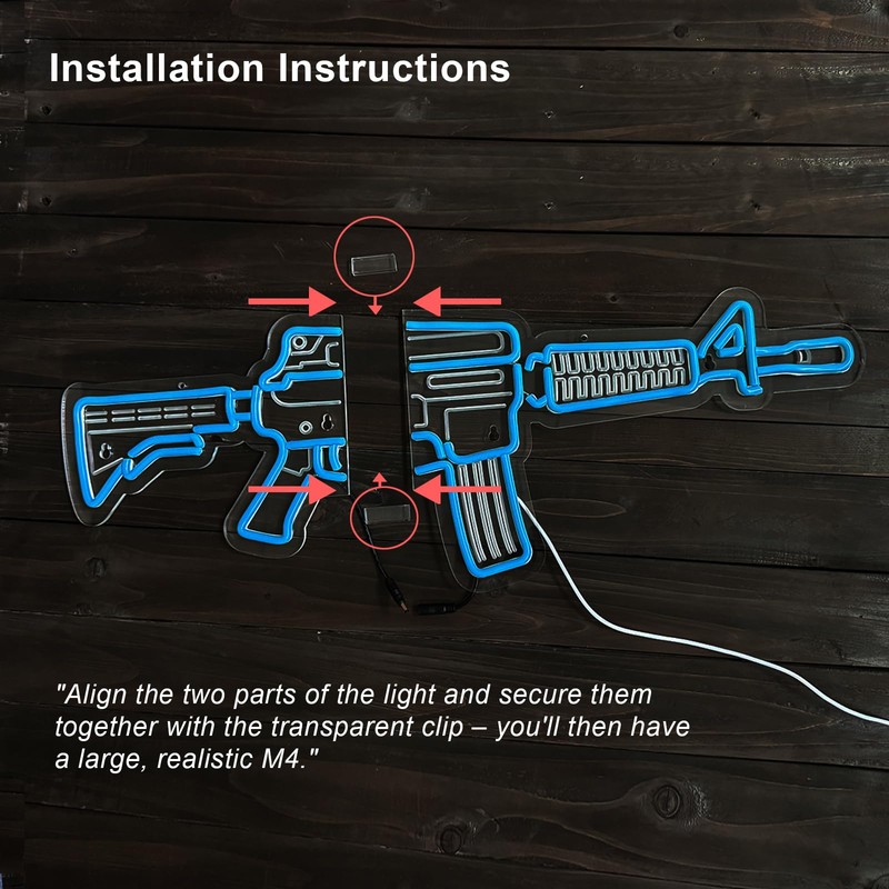 Gun Neon Sign M4 Neon Sign for wall decor Large