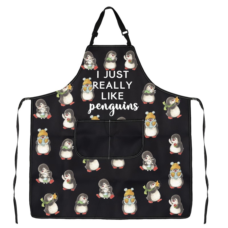 ENSIANTH Penguin Apron Penguins Cooking Apron With Pockets I Just