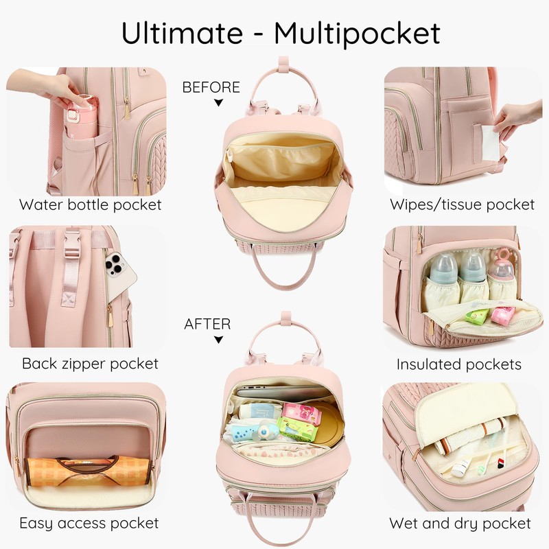 Diaper Bag Backpack - Large Multi functional, Boys, Girls &