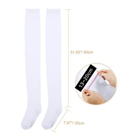 Women's Thigh High Socks, 80cm Extra Long Over Knee Cotton Leg Warmers Stocking, Anti-Slip Thick Striped Tall Long Boots Sock (Beige, One Size)