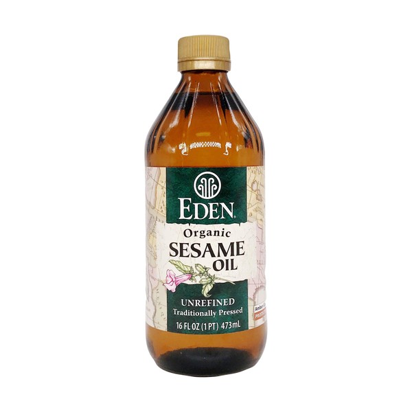 Eden Organic Sesame Oil, Unrefined, Extra Virgin, Traditionally Pressed, 16 fl oz Amber Glass Bottle