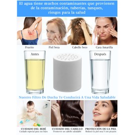 Cartucho de Filtro de Ducha 20 Etapas, 2 Paquete Cartuchos de Reemplazo del Purificador de Agua, para Elimina Cloro, Impurezas y Olores, para Mejorar la Salud de la Piel y el Cabello