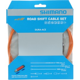 Shimano Y63Z98980 Shift Cable Set, Polymer Coating, 9000, Orange with Nose for RD-9000