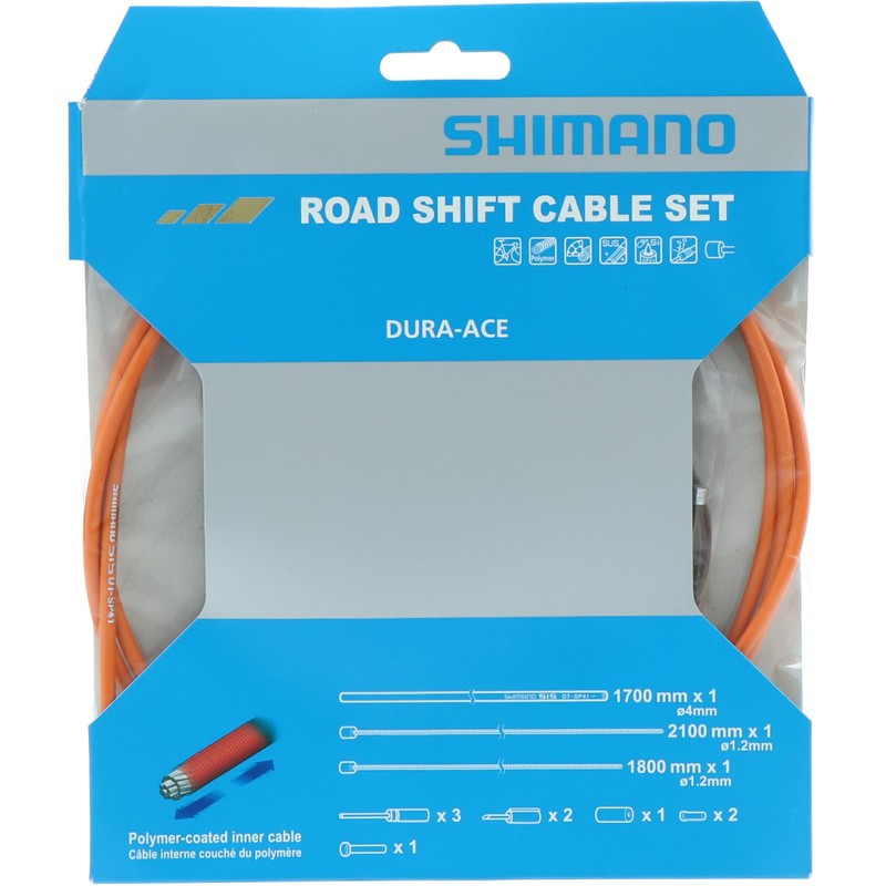 Shimano Y63Z98980 Shift Cable Set, Polymer Coating, 9000, Orange with