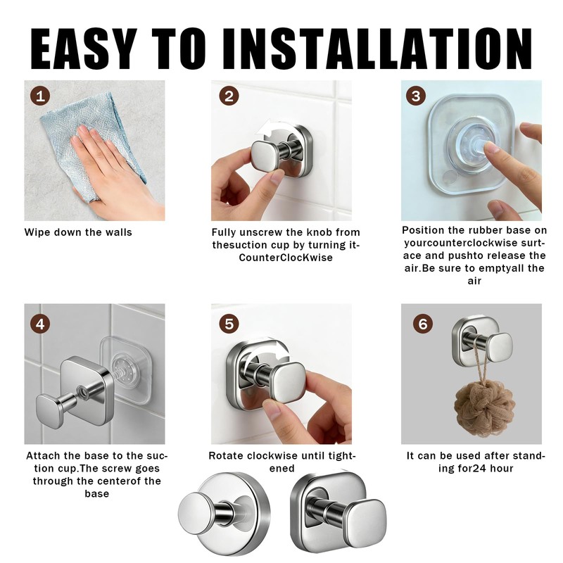 Ptrin Suction Cup Hooks for Shower,Heavy Duty Towel Hooks,Perfect for