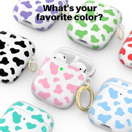 NIUTRENDZ Cute Cow Print Case for AirPods Case Cover IMD Design Hard TPU Shockproof [Front LED Visible] [Wireless Charging] Protective Skin Compatiable with AirPods 2&1 (Black)