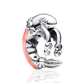 Annmors Shrimp Charm for Women Charm Bracelets & Pendant Necklace 925 Sterling Silver