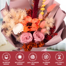 Preserved Flowers bouquet, Rose Flowers for Delivery Prime, Natural Forever Preserved Rose Bouquet with Gift Box, Birthday, Valentines Day, Mothers Day, Christmas Gifts for Women(Pink Bouquet)