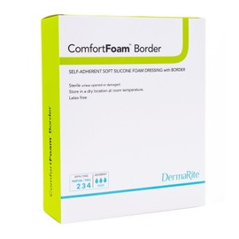 DERMARITE ComfortFoam Silicone Foam Border Dressing 6" x 8" BX of 5