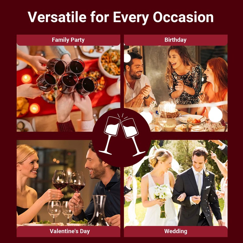 HAHASHOW 4er-Set Lange Stiel-Rotweingläser (460 Ml) Aus Bleifreiem Kristall –