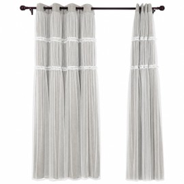 INLINAS 100% Blackout Curtains with Sheer Overlay, Double Layers Black Out Panels, Grommet Top Windows Drapes for Bedroom and Living Room, Brown, 52 x 84 Inches, Set of 2