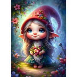 GDYEEH Cartoon Elf Diamond Painting Adults, 5D Flowers Diamond Art Pictures Beginners, DIY Round Full Drill Fantasy Diamonds Painting Embroidery Cross Stitch Gifts Home Wall Decor 30 x 40 cm