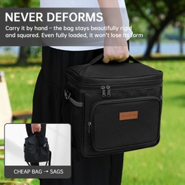 JBGOYON Sleek Leakproof Oxford Structured Insulated Lunch Bag, Black, 10 L
