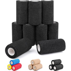 AZEN 9-Pack Self-Adhesive Bandage Wrap, 4" x 5 Yards, Elastic Cohesive Athletic & Vet