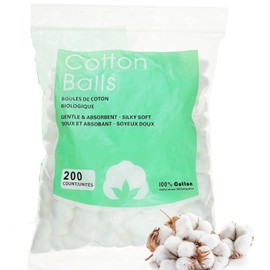 Aotone Hydrophilic, White Cotton Balls, Makeup Remover Pads, Cotton Pads for Makeup, Degreasing Cotton for Home Use in the Beauty Salon (200 Pieces)