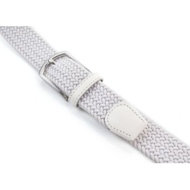 Weifert Men's Stretch Woven 1.3" Wide Elastic Braided Belts (White, 34-36)