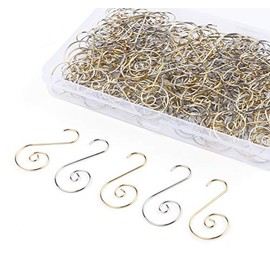 Lemonfilter 200Pcs Christmas Ornament Hooks Christmas Tree Hanger Hooks S Hooks Hanging Hook for Christmas Tree Christmas Balls Party Decorations (Gold&Silver)