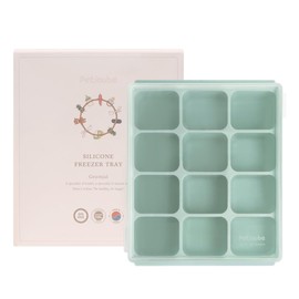 Silicone Baby Food Freezer Tray with Clip-On Lid – 12 Cubes, 100% Platinum Silicone, BPA Free, Made in Korea (Ocean Blue)