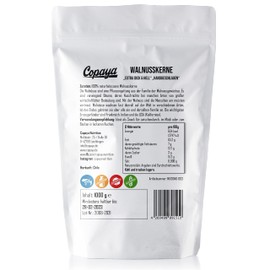 Copaya Walnut kernels in premium quality, very mild and aromatic walnuts, hand-beaten seeds, extra thick and bright in raw food quality from Chile in sealable aroma protection bag, 1000 g (1 kg)