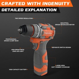 16v Cordless Drill 20+1 Torque Setting With Battery And Charger, 2 Variable Speed (0-500 Rpm Or 0-1850 Rpm), Built-In Led, Versatile Drills For Electric Drilling And Screwing