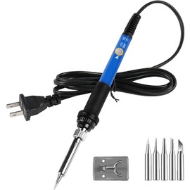 Soldering Iron Kit, 60W 110V Adjustable Temperature Soldering Welding Iron Kit with 5pcs ​Iron Tips, Y Type Stand, for Metal, Jewelry, Electric Repairing, DIY