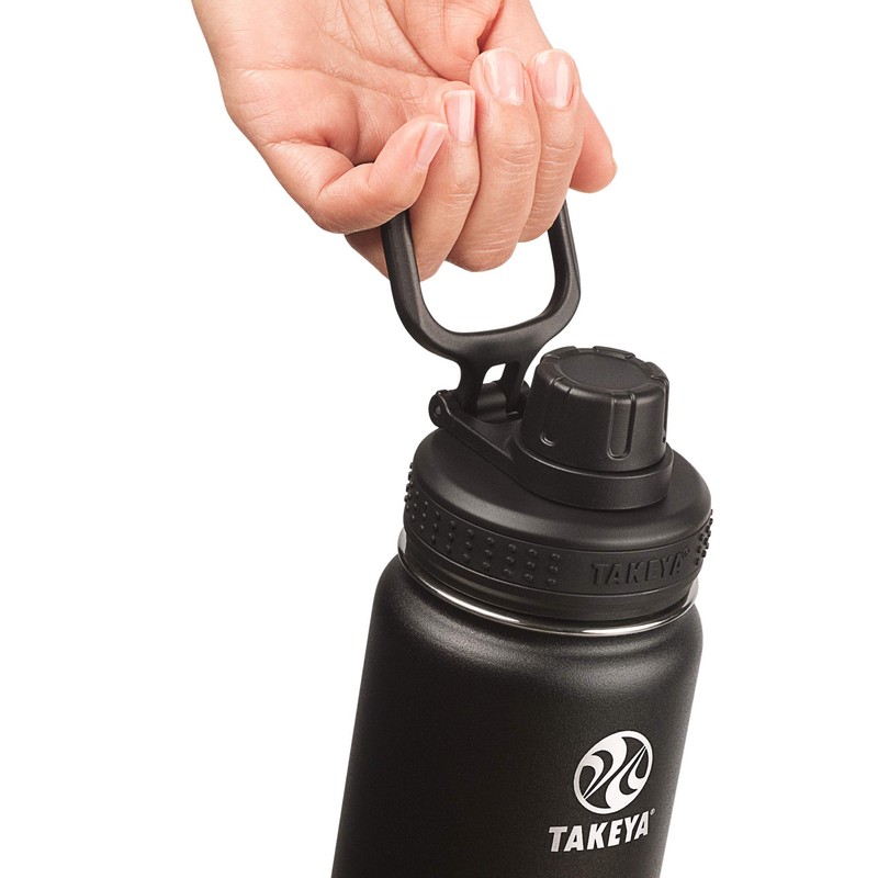 Takeya Actives Insulated Water Bottle w/Spout Lid, Onyx, 22 Ounce