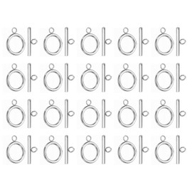 PATIKIL 18mm/0.71in Dia Toggle Clasp, 20 Set 304 Stainless Steel Round Clasp Closure Connector & T-Bar for Jewelry Making Necklace Bracelet Craft DIY, Silver