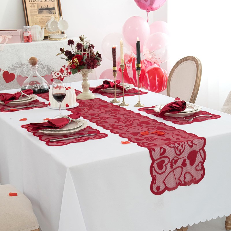 Joyfol Day 5 PCS Valentines Day Lace Table Runner with