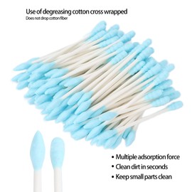 Hisopo de doble punta, hisopo de maquillaje suave de aplicación amplia con bolsa sellada transparente para oreja de excavación para maquillaje(azul)