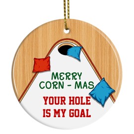 Cornhole Ornament Christmas 2024, Corn Hole Lawn Game Ornaments Xmas, Customized Cornhole Game Board Ornament, Cornhole Board Christmas Tree Decor, Sport Lover, Sport Ornament Your Hole Is My Goal