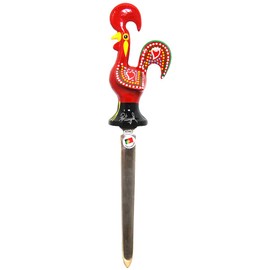 Traditional Portuguese Aluminum Rooster Letter Opener Made in Portugal (Red)
