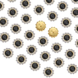 sourcing map 100pcs Sew on Rhinestones, 10mm Flower Claw Rhinestones Crystal Glass Metal Base Sewing Gems Buttons for Sewing Accessories Clothes Shoes Earring Belt Crafts, Black