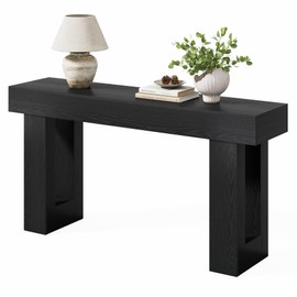 LITTLE TREE 63-Inch Long Console Tables for Entryway, Large Sofa Table Behind Couch, Wooden Entry Foyer Hallway Table, Industrial Console Sofa Tables for Living Room, Black